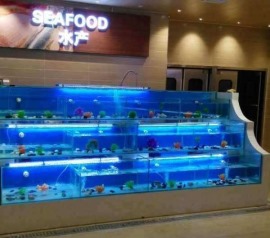扬州鱼缸价格【庆亚】酒楼饭店海鲜螃蟹玻璃鱼缸制作安装