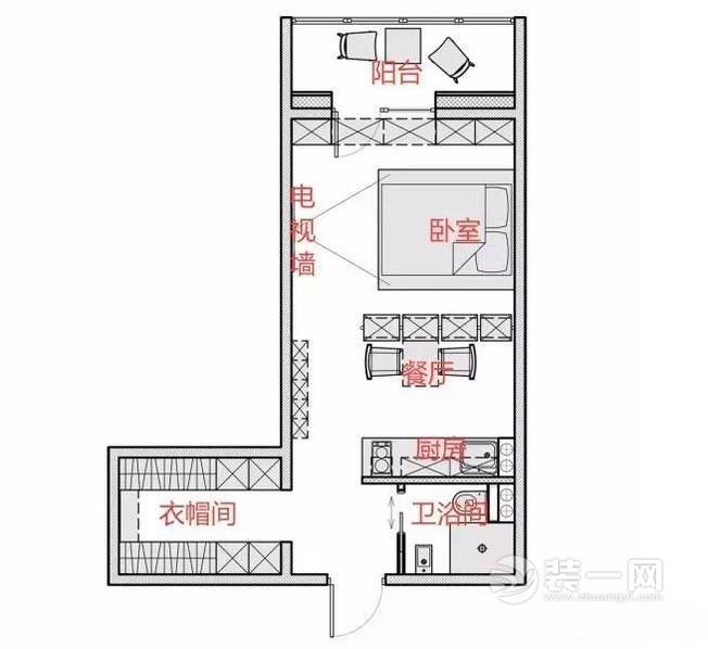 32平公寓装修设计平面图